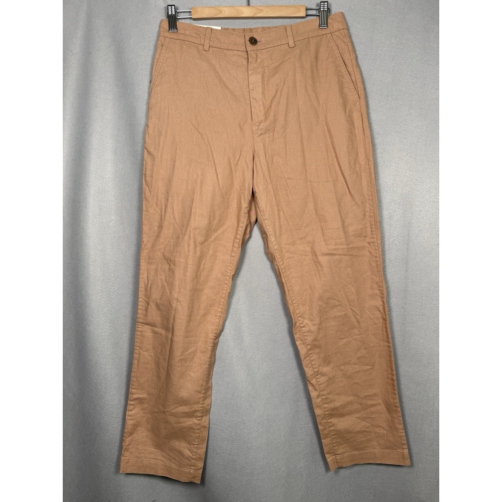 Uniqlo Cotton Linen Tapered Pants Pockets Pink Orange